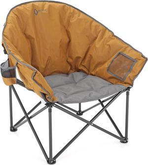 ARROWHEAD OUTDOOR Oversized Heavy-Duty Club Folding Camping Chair w/External Pocket, Cup Holder, Portable, Padded, Moon, Round, Saucer, Supports 330lbs, Carrying Bag, USA-Based Support