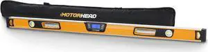 MOTORHEAD 48-Inch 0°-360° SMART DIGITAL Level, LCD Screen, Audible Alerts, Water, Dust & Shock Resistant, Magnetic Bottom, Includes Bag, High-Visibility, Solid-Milled Aluminum, USA-Based Support