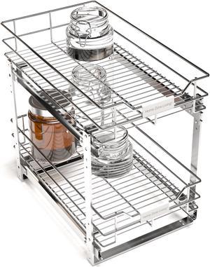 Home Zone Living Pull Out Kitchen Cabinet Organizer with Two Tiers of Storage, 11 W x 20 D