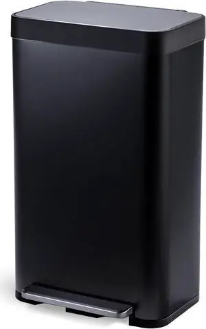 Home Zone Living 18.5 Gallon Kitchen Trash Can, Tall Stainless Steel Body Design, 70 Liter Capacity, Matte Black, Virtuoso Series