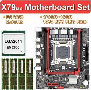 JingSha X79M motherboard set with LGA2011 combos Xeon E5 2650 CPU 4pcs x 4GB = 16GB memory DDR3 ECC RAM 1333Mhz