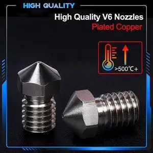 V6 Nozzle Plated Copper Durable 3D Printer Parts 1.75MM Filament M6 Thread for E3D V6 Hotend Titan DDB MK8 Extruder