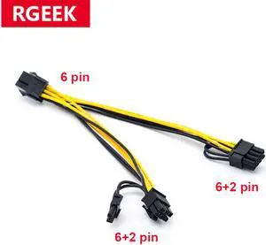 PCI-E 6-pin to Dual 6+2-pin (6-pin/8-pin) Power Splitter Cable Graphics Card PCIE PCI Express 6Pin to Dual 8Pin Power Cable PCI-E 6-pin to Dual 6+2-pin (6-pin/8-pin) Power Splitter Cable Graphics Card PCIE PCI Express 6Pin to Dual 8Pin Power Cable
