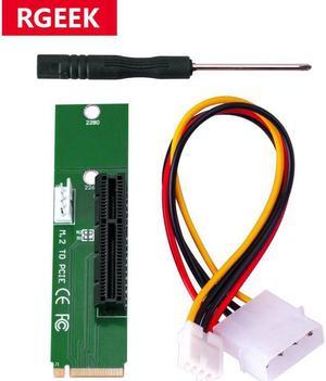 M.2 NGFF SSD Male to PCI-e Express 4X Female Converter Adapter m2 Riser Card with 4pin molex power Supply Cable