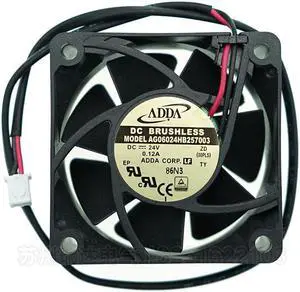 for ADDA AD06024XB257000 6025 dc 24v AD0624HB-A70GL 2wire Cooling Fan 60*60*25MM