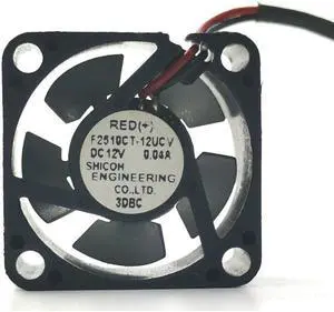 2pcs F2510CT-12UCV 25mm 2.5cm Micor Mini DC 12V 0.04A 25*25*10 2 Wire Iron Metal Blade Miniature HeatSink Cooling Fan