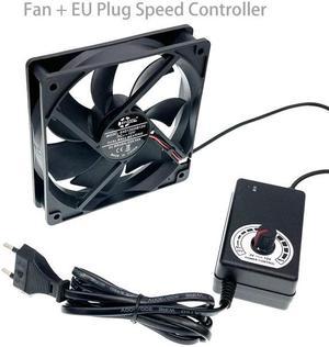 120mm Computer Fan with Speed Controller AC Plug Power Cord 110V 220V  to DC 3V - 12V 2A Exhaust Cooling Router Grow Tent Plant