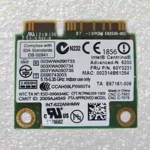 Int Centrino Advanced-N 6200 802.11abgn WiFi Card For Lenovo Thinkpad L410 L412 R400 SL410 SL510 X200 X201 Series,FRU 60y3231