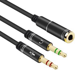 CYDZ  Dual 3.5mm Male to Single Female Headphone Microphone Audio Splitter Cable for Cell Phone & Tablet & Laptop Black Color