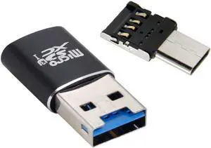 Micro SD SDXC TF Card Reader to USB 3.0 with Micro Type-C USB-C OTG Adapter for Tablet / Cell Phone