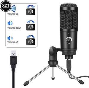 Metal USB Condenser Recording Microphone for Laptop Windows Studio Recording Mic Vocals Voice Over for YouTube Gaming