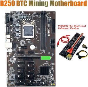 B250 BTC Mining Motherboard with 009S Plus Riser Card Enhanced Version 12XGraphics Card Slot LGA 1151 DDR4 for BTC Miner