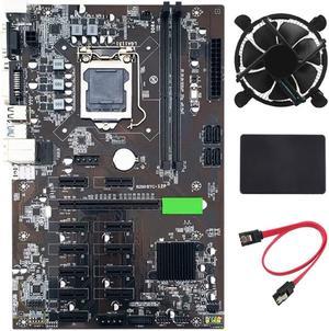 B250 BTC Mining Machine Motherboard USB3.0 SATA 3.0 LGA1151 with SATA SSD 120G+Cooling Fan+SATA Cable+Support DDR4 VGA