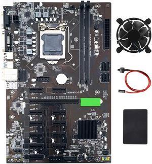 B250 BTC Mining Motherboard 12 PCIE 16X Graph Card LGA1151 with SATA SSD 128G+Cooling Fan +Switch Cable Support DDR4