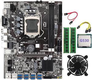 B75 BTC Mining Motherboard+G530 CPU+SATA Cable+2XDDR3 8GB 1600Mhz RAM LGA1155 8XPCIE to USB B75 USB BTC Motherboard