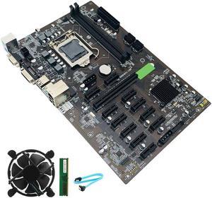 B250 BTC Mining Motherboard PCIe X1 PCI-E X16 LGA 1151 with DDR4 8GB 2666MHZ RAM +Cooling Fan+SATA Cable for Miner