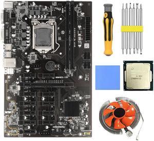 B250 BTC Mining Motherboard with G3900 CPU+Fan+Thermal Pad+Screwdriver 12 PCIE Graphics Slot LGA1151 DDR4 DIMM SATA3.0