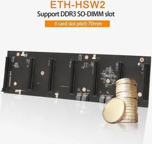 ETH-HSW2 BTC Mining Motherboard Set With 8G DDR3 RAM+3X8pin Power Cord 6 Cards PCIE X16 Graphics Card Slot 70Mm