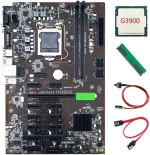 B250 BTC Mining Machine Motherboard LGA115112 16X Graph Card with DDR4 4GB 2666MHZ RAM+SATA Cable+Switch Cable+G3900 CPU