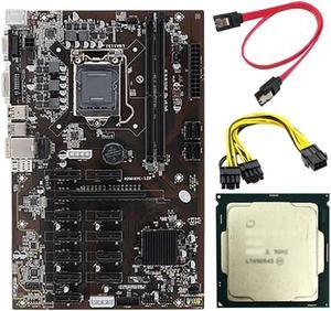 B250 BTC Mining Motherboard 12 PCIE Slots LGA1151 DDR4 RAM SATA3.0 USB3.0 with G3930/G3900 CPU+6 to 6+2 8Pin Power Cable