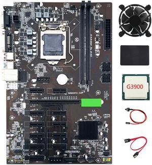 B250 BTC Mining Motherboard LGA1151 with SATA SSD 120G+G3900 CPU +Cooling Fan+SATA Cable+ Switch Cable Support DDR4 VGA