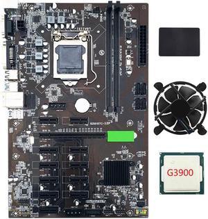 B250 BTC Mining Motherboard USB3.0 SATA3.0 LGA1151 with SATA SSD 120G+G3900 CPU +Cooling Fan Support DDR4 VGA for Miner