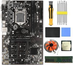 B250 BTC Mining Motherboard with G3900 CPU+8G DDR4 RAM+120G SSD+Fan+Thermal Pad+Screwdriver 12 PCIE Slot LGA1151 SATA3.0