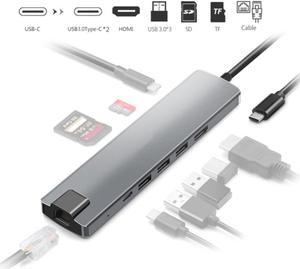 USB C Hub Type-C To 4K HDMI-Compatible RJ45 USB SD/TF Card Reader PD Fast Charge 9-in-1 USB Dock for MacBook Air Pro PC HUB