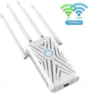 1200Mbps WiFi Repater Extender Dual Band WiFi Signal Booster 2.4G&5G Long Range Signal Repeater 4×5 Dbi Antennas Access Point