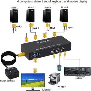 USB KVM Switch Box With Desktop Controller USB Switch Multiple Computers Share USB Device Monitor Send Connector Wire