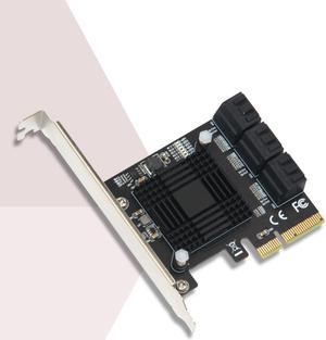 C5AE PCI-E 4X To SATA 3.0 Expansion Card 6 Full Speed Ports 6G Transfer Expansion Hard Drive for Win7 / 8/10 / Linux