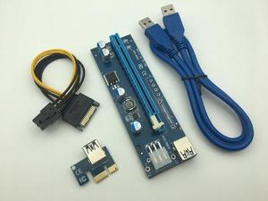 Riser Card PCI-E 1x to 16x Extender with LED Light 60cm USB 3.0 PCI-E Riser 6Pin Power for BTC Bitcoin Mining Antminer Miner