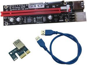 60cm PCI-E 1X To PCI-E 16X PCI-Express 164PIN Riser Card Adapter USB 3.0 LED SATA 4Pin 6Pin High Power For BTC Miner Mining