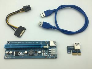 VER006C Riser Card 1x to 16x PCI Express PCI-E Extender USB 3.0 Cable SATA to 6Pin IDE Power for Bitcoin Mining Miner Antminer