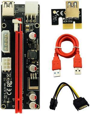 Riser 009s PCI Express PCI-E 1x to 16x Riser Card Extender Adapter USB 3.0 Cable 6pin 4pin molex for BTC Miner Antminer Mining