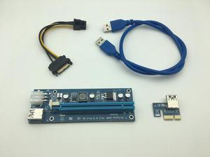 PCI-E PCI E Express 1X to 16X Riser Card +USB 3.0 Extender Cable SATA 15 Pin-6Pin Power Cable 60CM for Bitcoin Mining