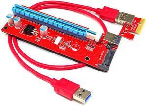 Red VER007S PCI Express PCIe Riser Card 1x to 16x PCI-E Riser Extender 60cm USB3.0 Cable 15Pin SATA for BTC Miner Mining Rig