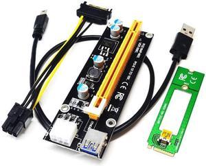 1X TO 16X M2 NGFF PCI-E PCI Express Extender Riser Card Adapter 60CM USB 3.0 Cable 6Pin Power Cable For Bitcoin Miner Mining