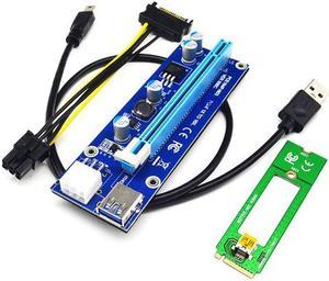 M.2 NGFF to PCI-E X16 Slot Transfer Card Mining M2 Riser Extension Cable SATA to 6pin Power Supply Riser Card for BTC Device