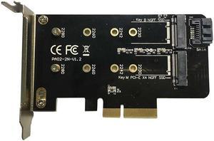 Dual M.2 PCIe Adapter M2 SSD NVME M Key SATA-based B Key to PCI-e 3.0 x 4 Controller Converter Card Support 2280 2260 2242 2230