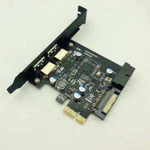 Super Speed USB 3.0 PCI-E 2 Port PCI Express Expansion Card 19-Pin Power Connector for Desktops PC PCI Express USB 3.0 Cards