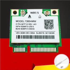 1167Mbps 7265HMW MINI PCIE Wifi Card Dual Band 2.4G + 5G Wifi Wireless Mini PCI-E Network Card Bluetooth V4.0 Supports WIN7/8/10