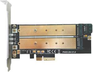 PCI-E 4X to M2 SSD Adapter B Key M.2 NGFF M key NVME SSD PCI-E Dual Interface Card LED Low Profile Bracket Support 2230-22110 M2