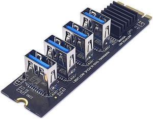 Riser Card M.2 NVME to USB3.0 PCIE X16 1 to 4 PCI Express Multiplier Hub Adapter M2 Riser Card For Antminer Bitcoin Miner Mining