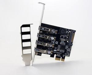 4 Port USB 3.0 5Gbps PCI-Express X1 Card Adapter HUB Support Low Profile Bracket