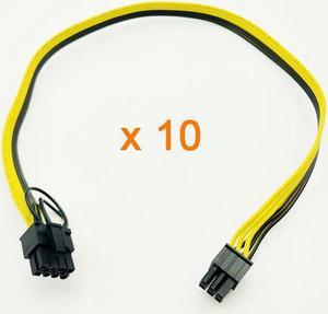 10PCS 50CM Riser Cable 6Pin to 8Pin (6+2) Power Cable Conversion Board Graphics Card Power Supply 18AWG Splitter for BTC Mining