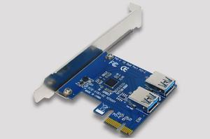 2 Ports USB 3.0 Riser Card PCI-E PCI Express 1x Card Adapter Converter  For BTC Miner Mining Machine Drop