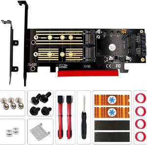 M.2 NVMe PCI Express 3.0 X16 Adapter PCIE to M2 Adapter M Key B Key mSATA 3in1 NVME AHCI M.2 NGFF SSD mSATA Converter Riser Card