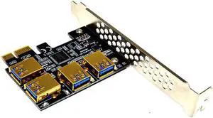 4 Port USB3.0 Riser Card Gold PCI-E 1 to 4 PCI Express 16X Slot External Adapter PCIe Port Multiplier Card for BTC Mining