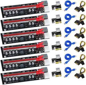 6PCS PCIE Riser for Video Card Graphic Card GPU Mining 6 Pin Power PCI-E 16X Riser PCI Express X16 Adapter for BTC Bitcoin Miner